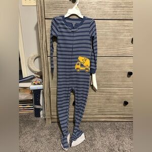 NWT Carter's Blue Striped Footie with Yellow Truck